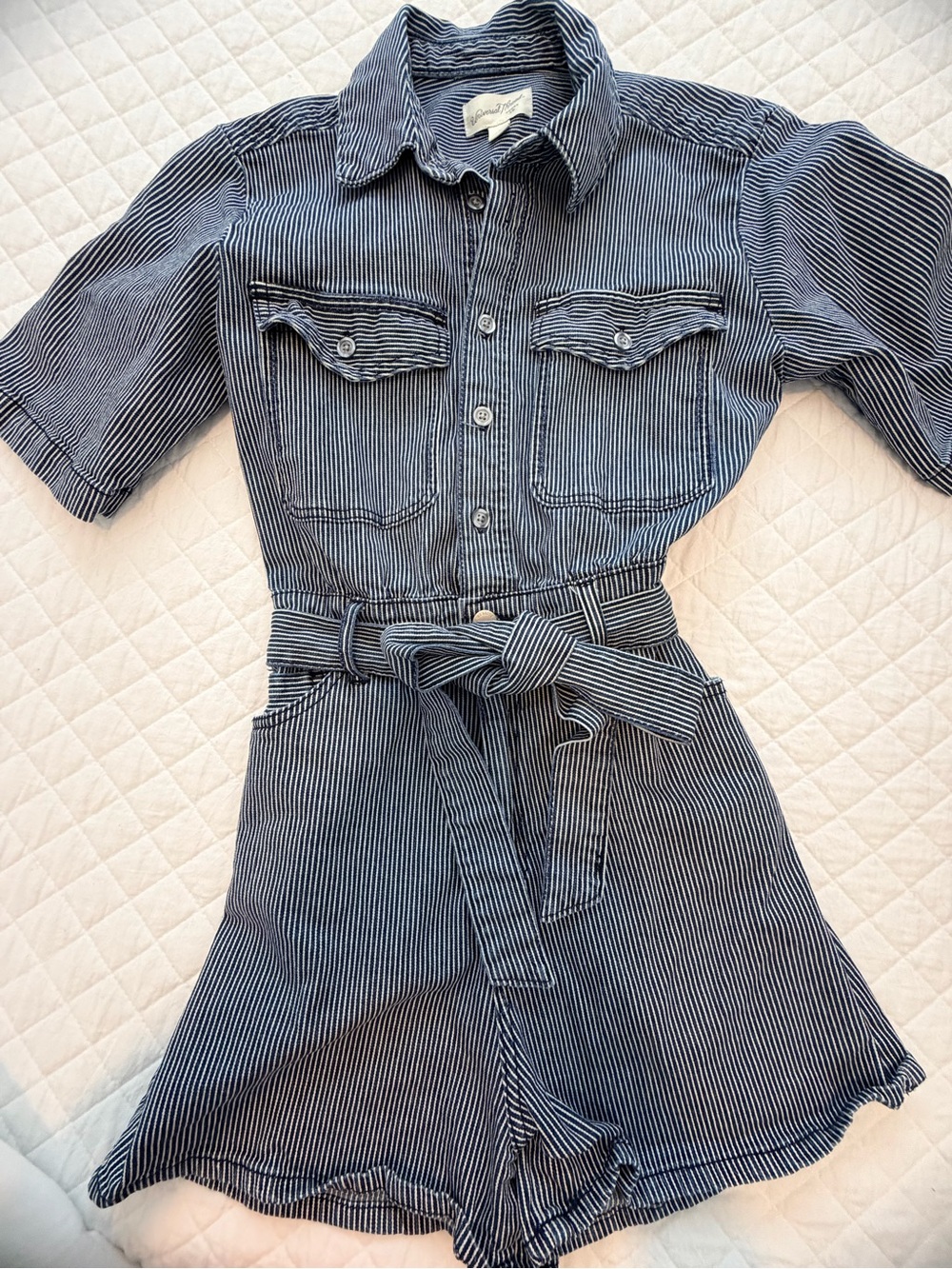 Universal Thread Navy and White Striped Top